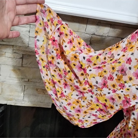 City Chic delicate mock wrap dress pink pansy ditsy print plus‎ size 16W new!! - Picture 8 of 12